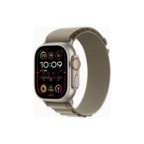 Apple Watch Ultra 2 GPS + Cellular, 49 mm Tytanowa obudowa z oliwkową pętlą alpejską - Duży Inteligentny zegarek Apple Ultra 2 4